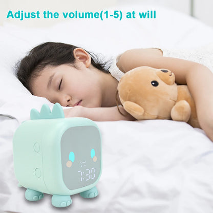 KidO'clock: Interactive Bedside LED Clock with Temperature Display, Sleep Training Features, and Voice Control - Cute Dinosaur Design!