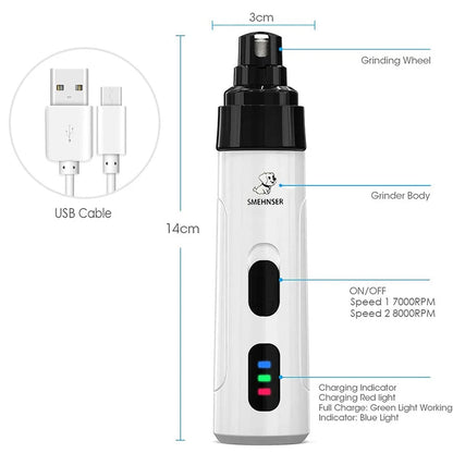 Whisper-Quiet USB Rechargeable Pet Nail Trimmer: Effortless Grooming for Dogs, Cats, and More