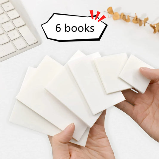 Set of 6 Transparent Sticky Note Books: Clear Scraping Stickers for School, Office, and More!