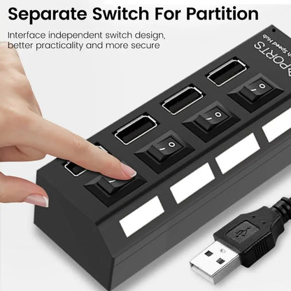 Expand Your Connectivity with 4/7 Ports, Switch Control, and Included Power Adapter - Perfect for Home and Office Use!