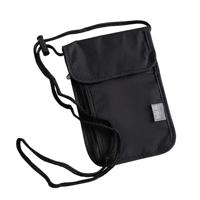 1 Pcs Waterproof RFID Nylon Storage Bag Travel Document Card Passport Bag Neck Wallet Money Document Card Passport Pouch