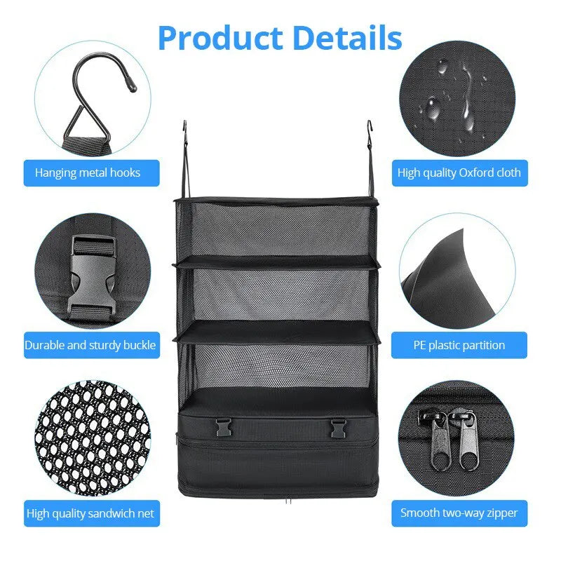 Complete Travel Organizer Set: Hanging Packing Cubes with Shelves