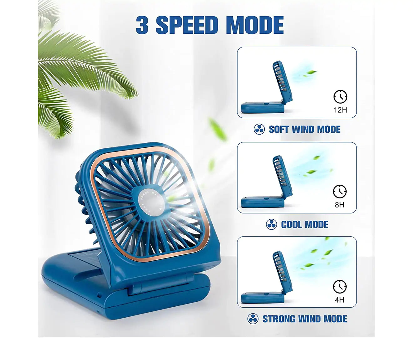 Portable Fan,Mini USB Desk Fan Phone Holder Rechargeable with Power