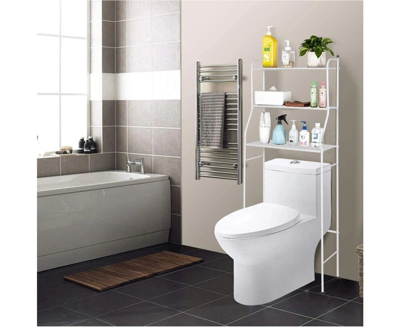 3 Tier Shower Caddy Aluminium Hanging Rack Bathroom Shampoo Storage Shelf Home