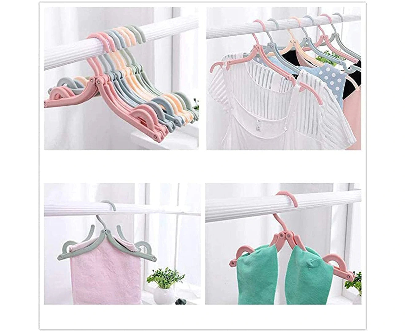 12Pcs Hangers, Portable Plastic Hangers,Foldable Travel Hangers