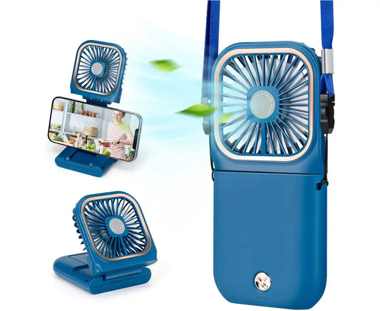 Portable Fan,Mini USB Desk Fan Phone Holder Rechargeable with Power