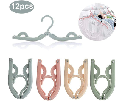 12Pcs Hangers, Portable Plastic Hangers,Foldable Travel Hangers