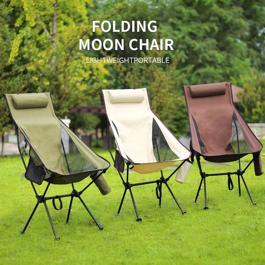 Portable High Back Moon Chair: Lightweight Aluminum Alloy for Camping, Fishing, Picnics, and More