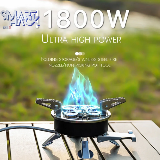 Portable Outdoor Stove: 11800W Camping Gas Stove with 5 Foldable Burners and Storage Bag - Ideal for Hiking, Picnics, and Cooking Adventures
